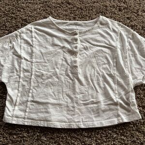 White Button-Up Crop Top